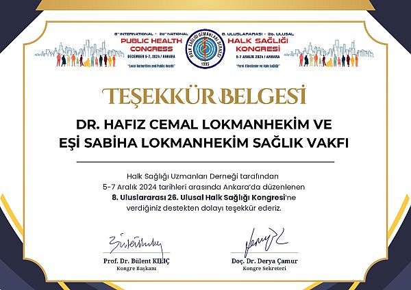 Halk Sağlığı Uzmanları Derneği Kongresine Vakfımız 2024 Yılında da Destek Verdi.